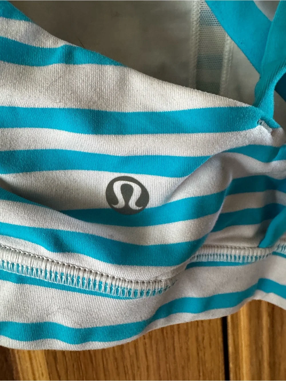 lululemon athletica Striped Sports Bra - Turquoise and White